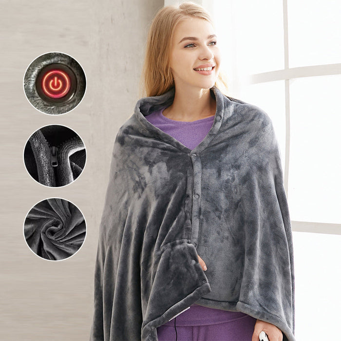Heat Grove™ Fleece USB Heated Shoulder Wrap Blanket