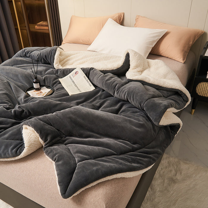 Heat Grove Reversible Plush and Sherpa Throw Blanket