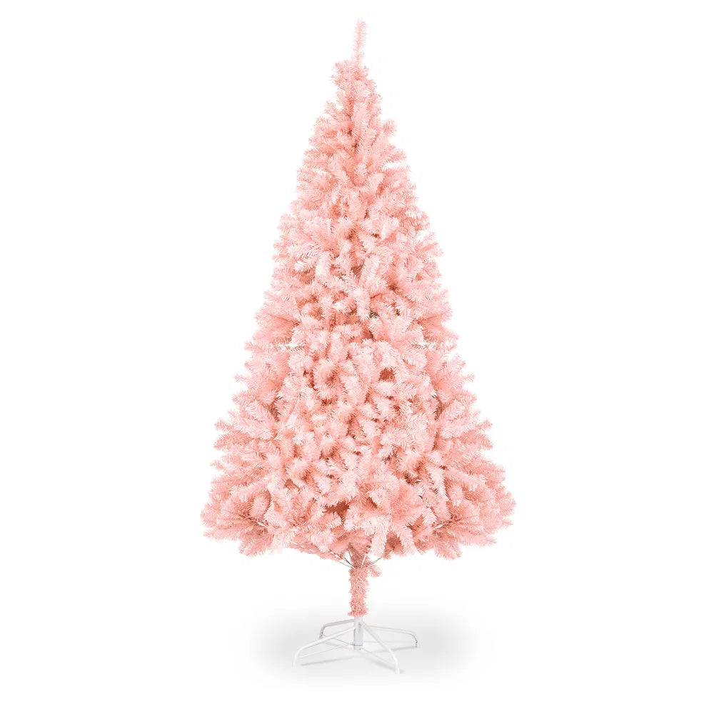 Pink artificial Christmas tree in a living room