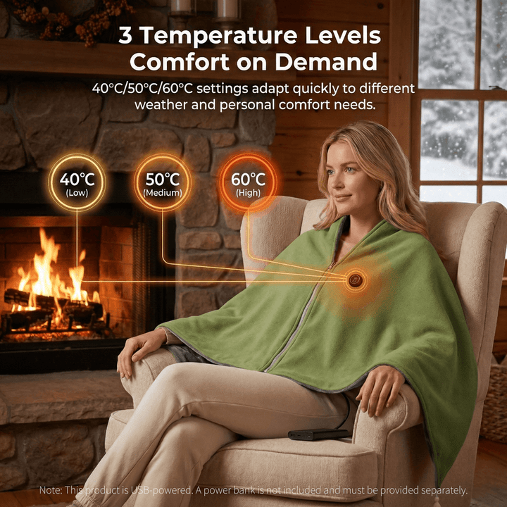 Heated Shawl Blanket - 8-Zone USB Heating, Portable, Office &amp; Camping