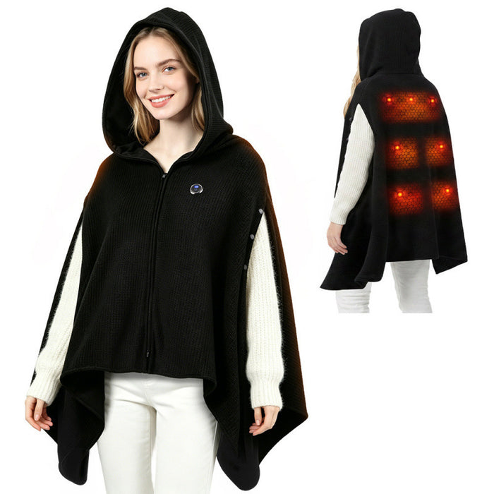 Heat Grove USB Heated Hooded Shawl with 3 Heat Levels