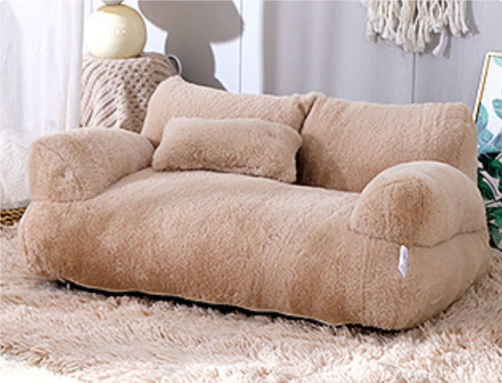 Plush cat sofa bed with pillow
