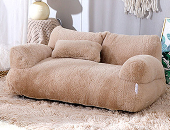Plush cat sofa bed with pillow