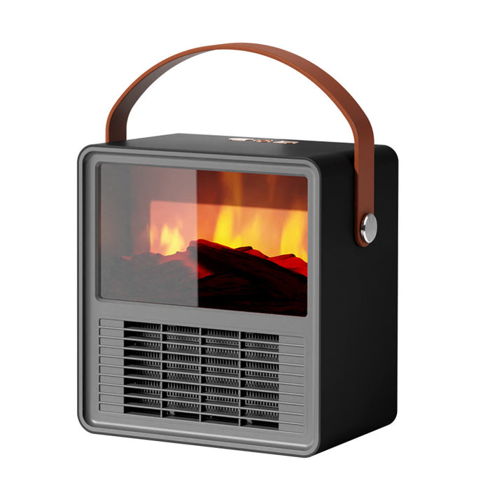 Heat Grove Small Ceramic Fireplace Heater with Leather Look Handle