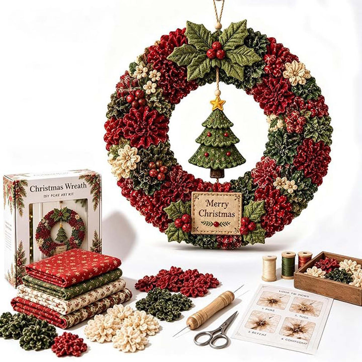 DIY fabric Christmas wreath kit with snowman