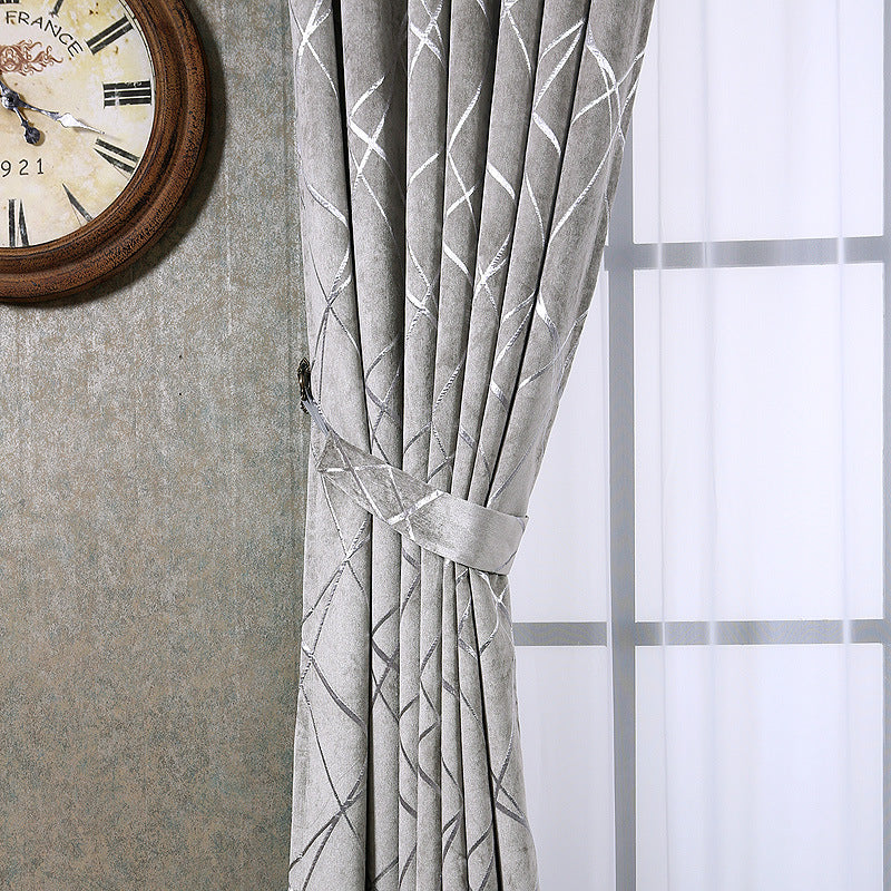 Grey chenille blackout curtain panel