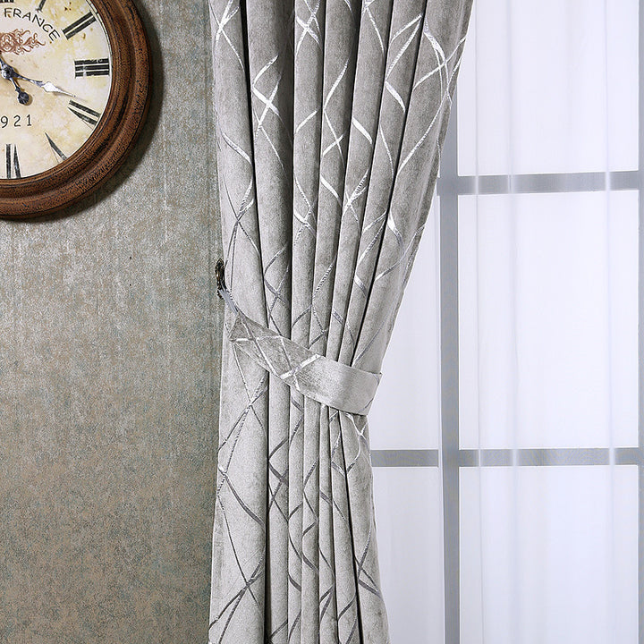 Grey chenille blackout curtain panel