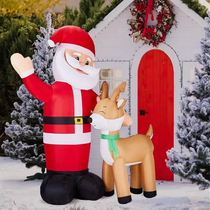 Heat Grove 6 ft Inflatable Waving Santa with Reindeer