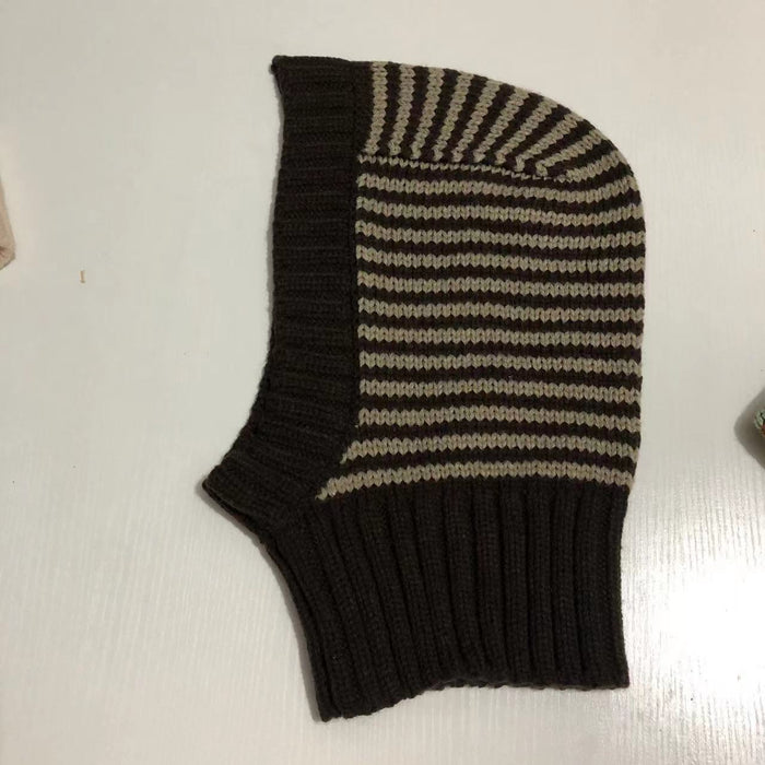 Heat Grove Striped Knit Balaclava Hood for Head and Neck