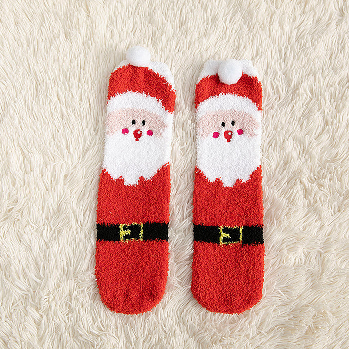Heat Grove Fluffy Kids Christmas Socks with 3D Antlers