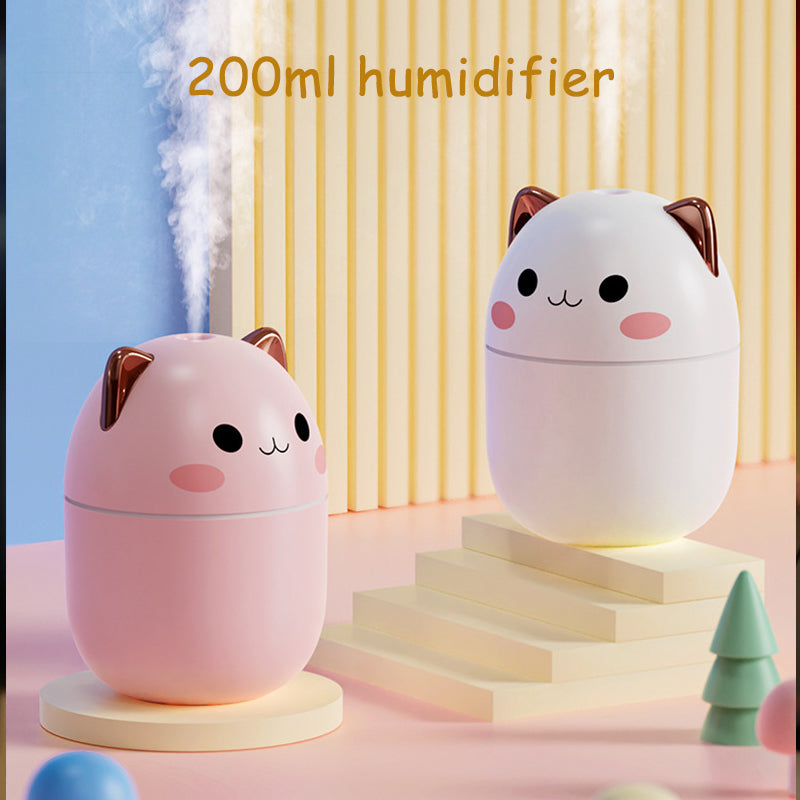 Cute Cat Air Humidifier, Ultra-Silent USB for Bedroom and Car