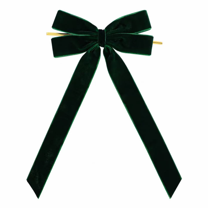 Red velvet Christmas bow with gold cord