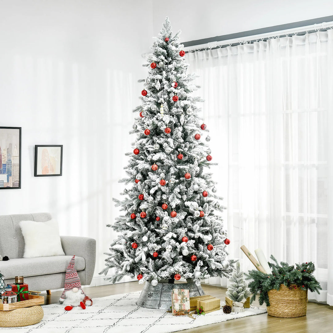 Tall flocked deodar pine Christmas tree