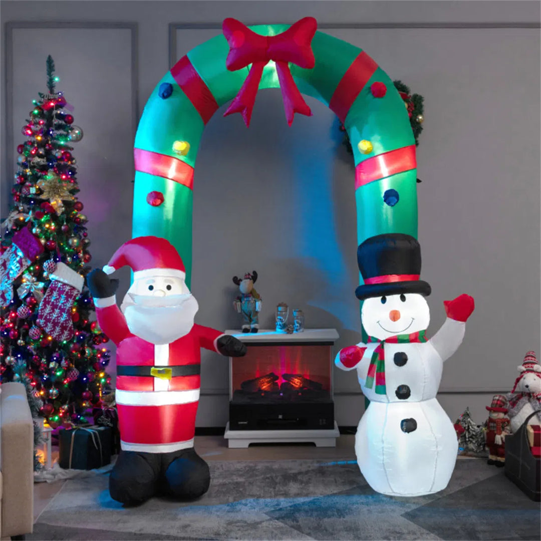 Inflatable Christmas arch with Santa snowman