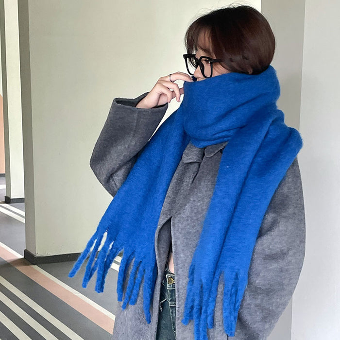 Heat Grove Chunky Fluffy Oversized Scarf with Long Tassels