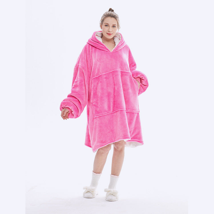 Wearable Blanket Hoodie for Adults, Flannel and Lamb Wool