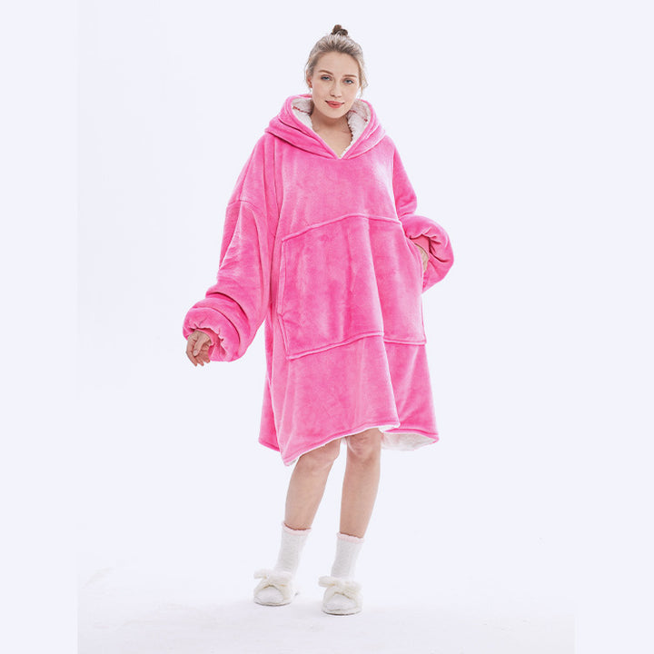 Wearable Blanket Hoodie for Adults, Flannel and Lamb Wool