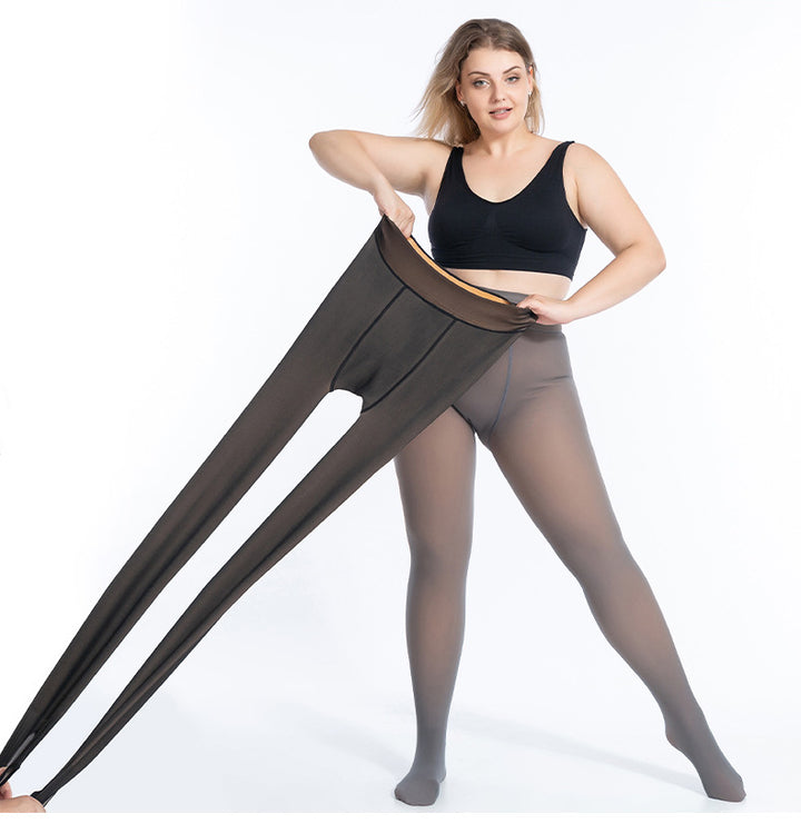 Fleece-lined sheer-look winter tights