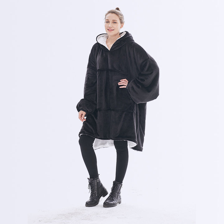 Wearable Blanket Hoodie for Adults, Flannel and Lamb Wool