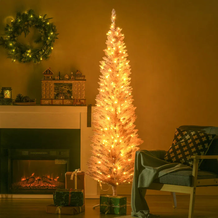 Heat Grove 6 ft Pink Pencil Christmas Tree with 200 Warm White LEDs