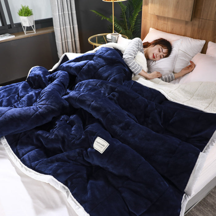 Heat Grove Thick 3-Layer Fleece Blanket with Sherpa Back