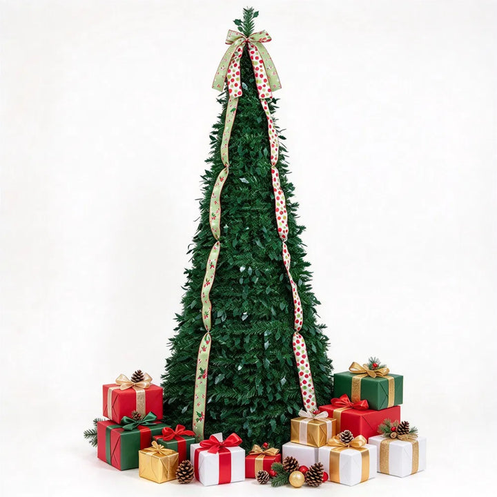 Pop up Christmas tree with satin ribbons