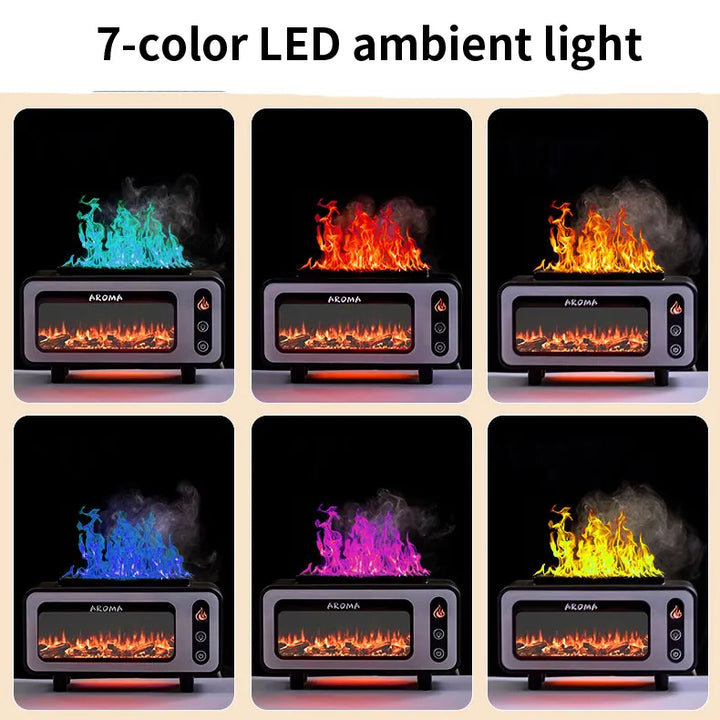 Fireplace Flame Aroma Diffuser, 200 ml with 7 LED Colors