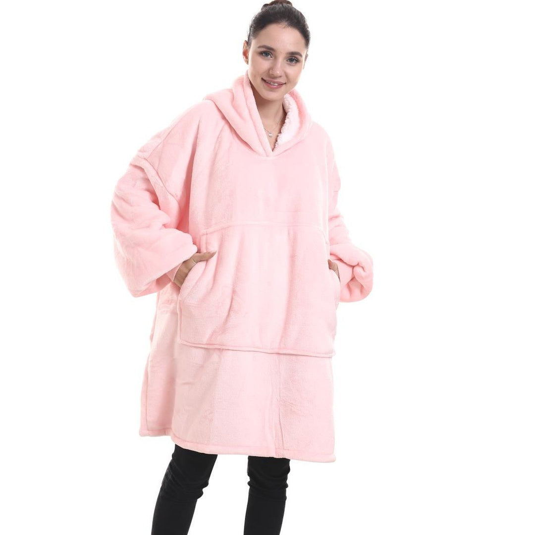 Wearable Blanket Hoodie for Adults, Flannel and Lamb Wool