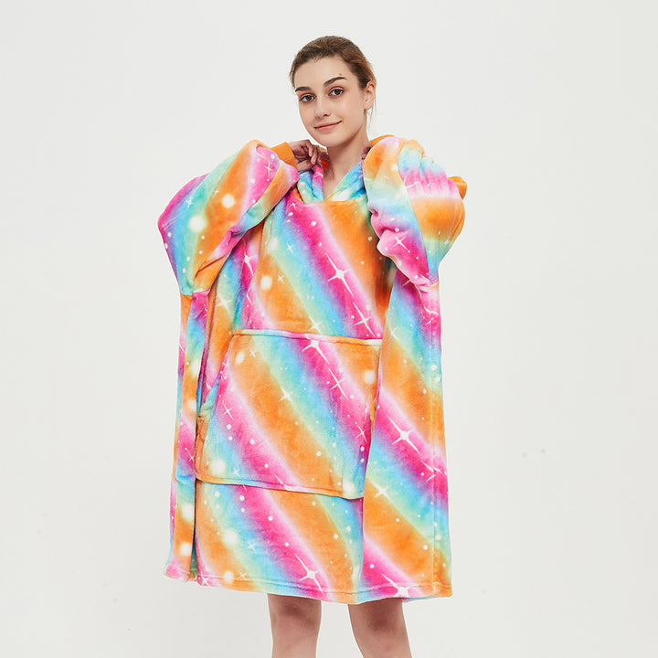 Wearable Blanket Hoodie for Adults, Flannel and Lamb Wool