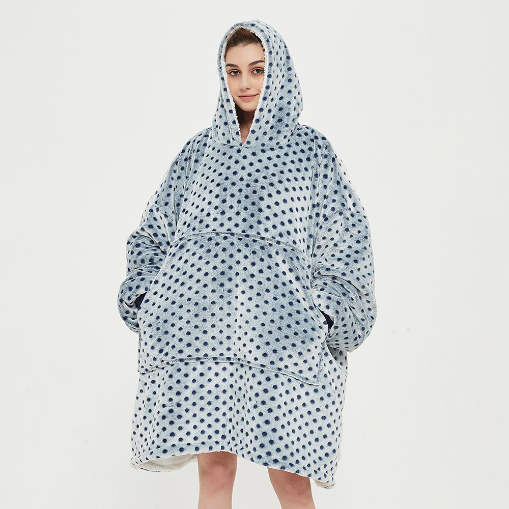 Wearable Blanket Hoodie for Adults, Flannel and Lamb Wool