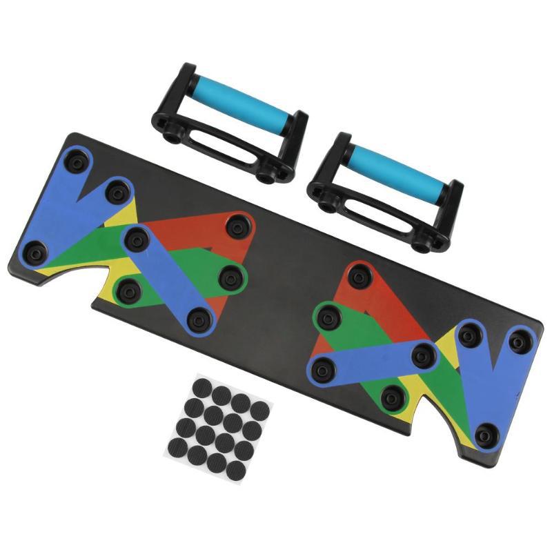 Foldable color-coded push-up board with handles