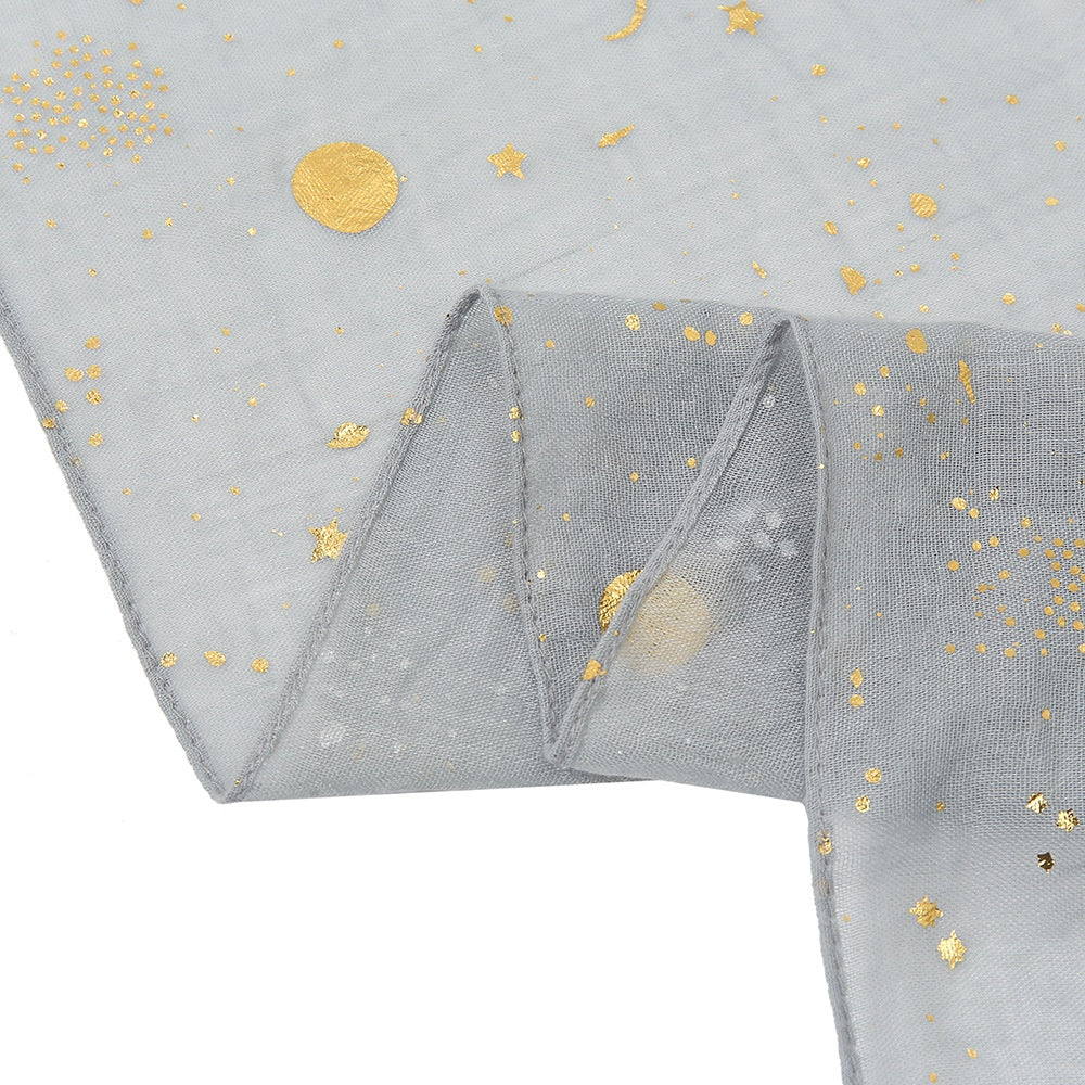 Navy scarf with gold star print