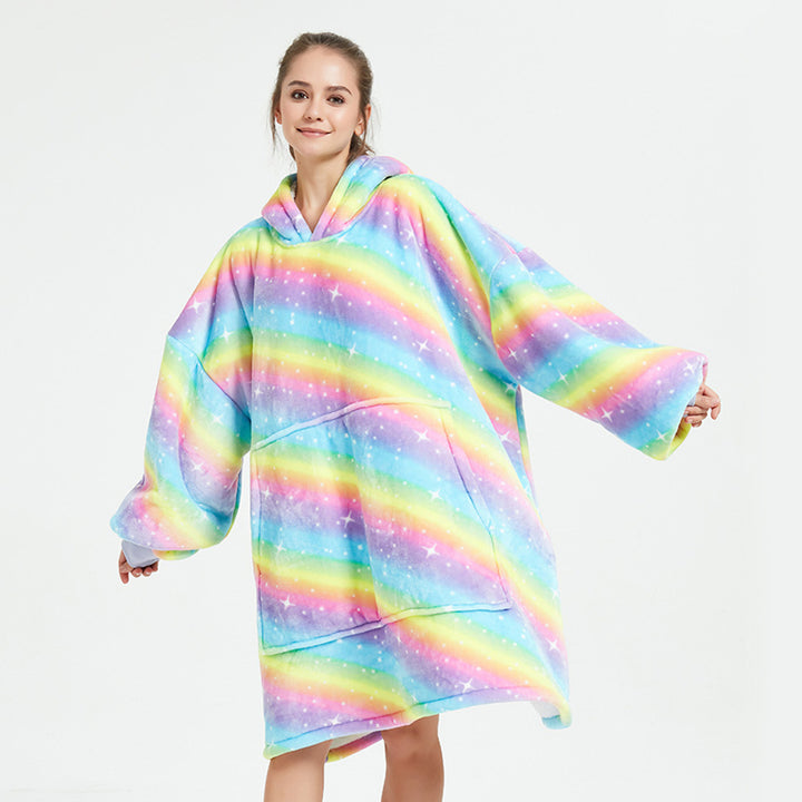 Wearable Blanket Hoodie for Adults, Flannel and Lamb Wool