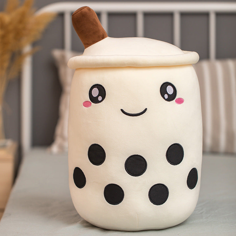 Brown boba tea plush pillow