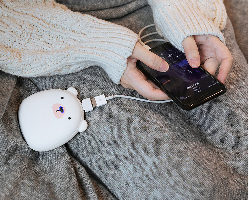 Cartoon Penguin and Polar Bear Hand Warmer, USB Rechargeable