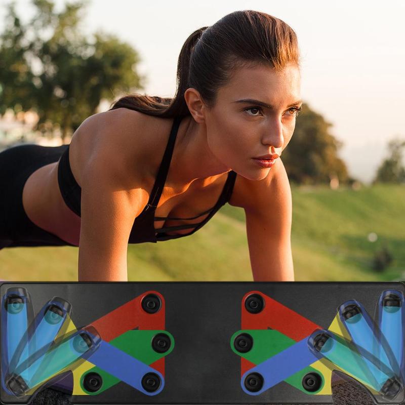 Foldable color-coded push-up board with handles