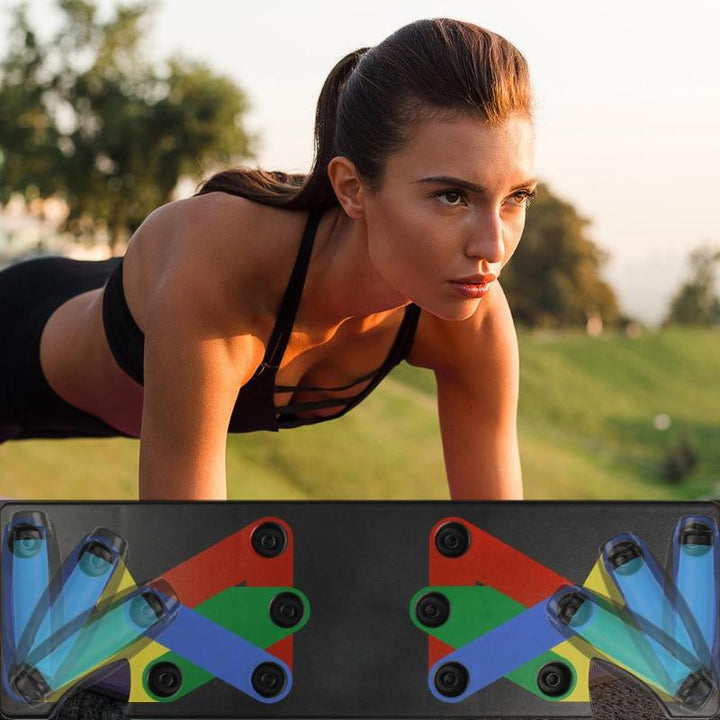 Foldable color-coded push-up board with handles