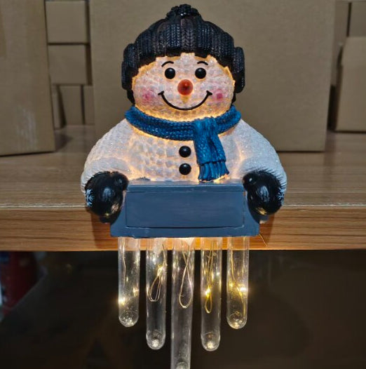 Heat Grove Snowman Icicle Light for Ledge or Windowsill, Battery