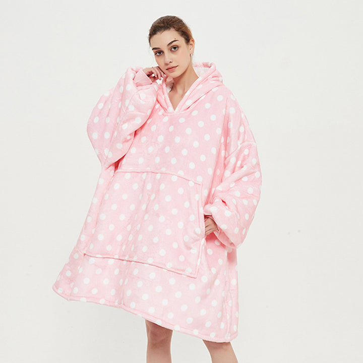 Wearable Blanket Hoodie for Adults, Flannel and Lamb Wool