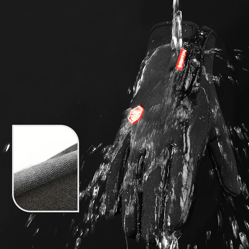 Black touchscreen winter gloves with zip cuff