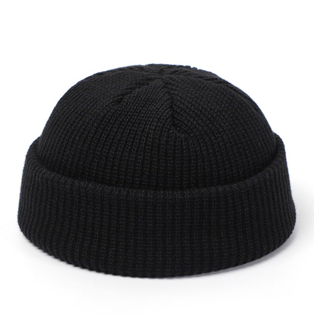 Heat Grove Short Ribbed Fisherman Beanie with Turn-Up Cuff