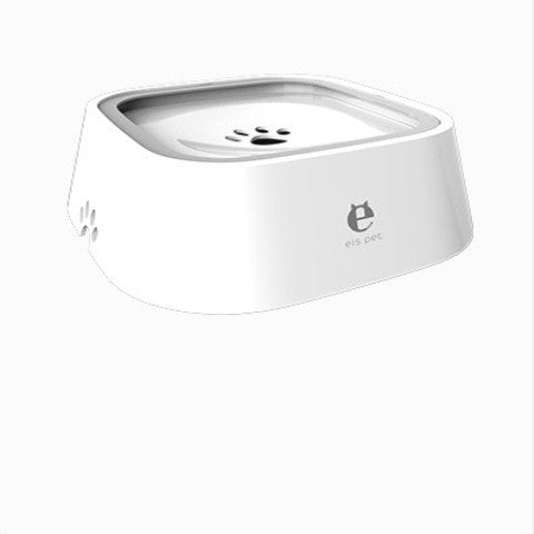 White floating no-spill pet water bowl