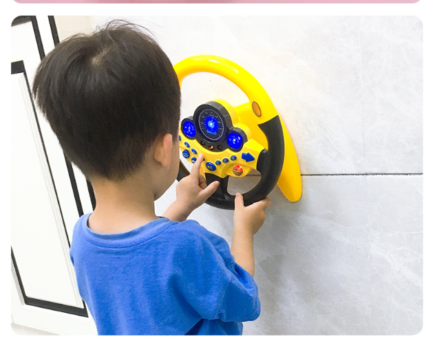 Yellow toddler steering wheel toy