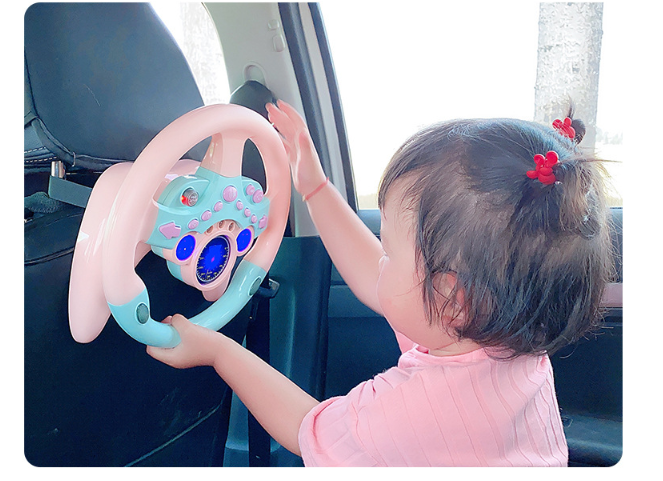 Yellow toddler steering wheel toy