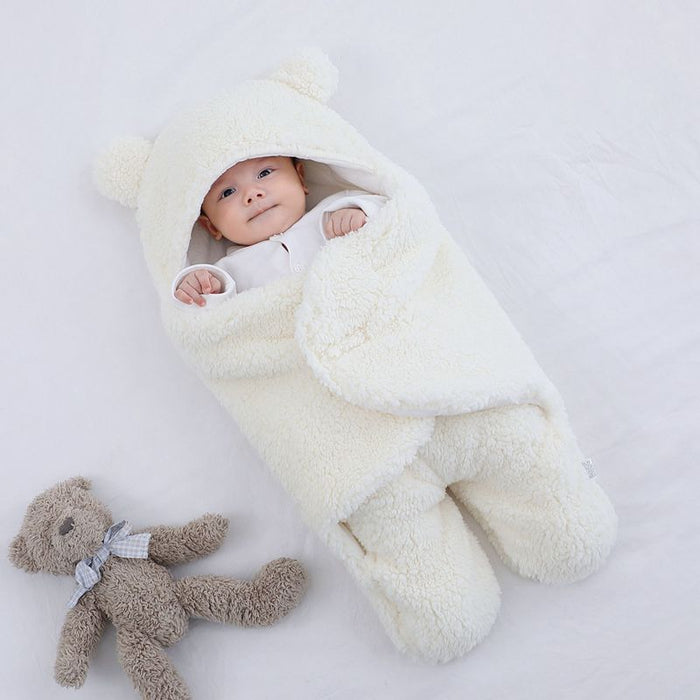 Heat Grove Bear Ear Baby Wrap with Plush Hood and Cotton Lining
