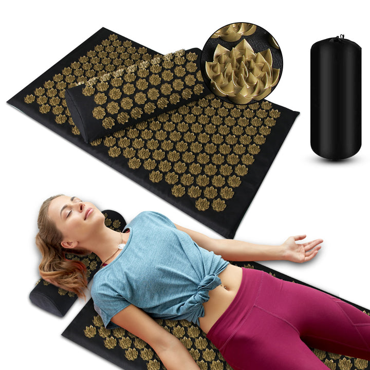 Acupressure mat with matching pillow