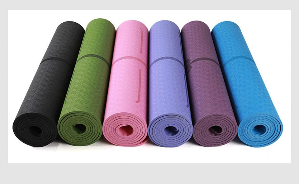 TPE yoga mat with alignment lines