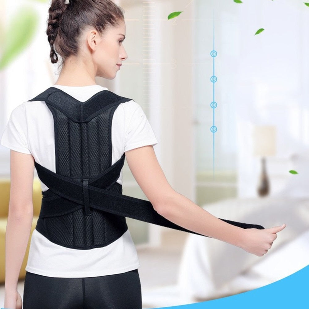 Black back posture corrector with stays