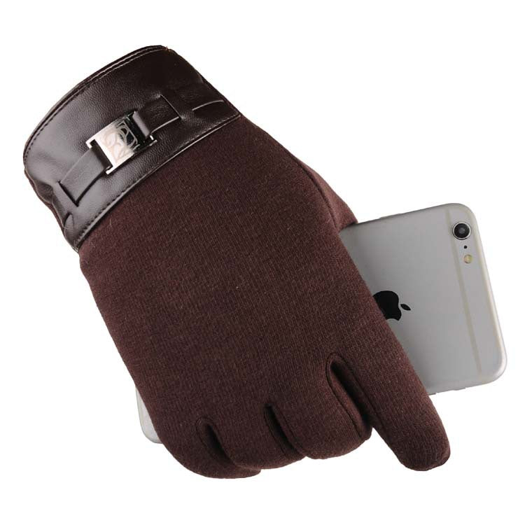 Men's black touchscreen gloves with buckle cuff