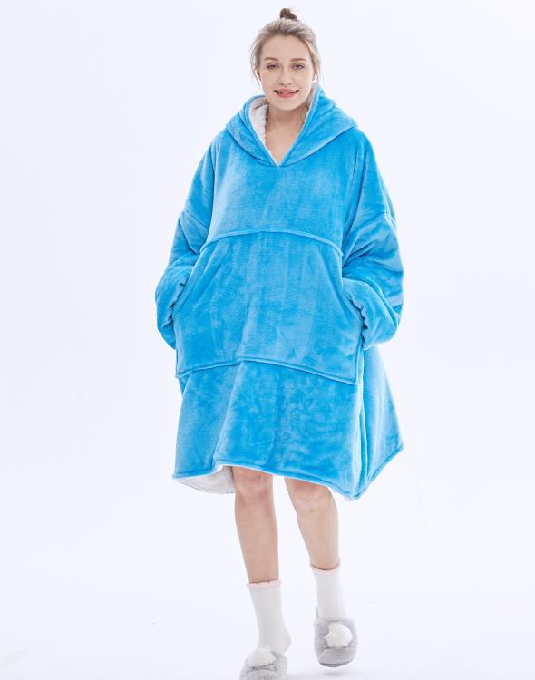 Wearable Blanket Hoodie for Adults, Flannel and Lamb Wool